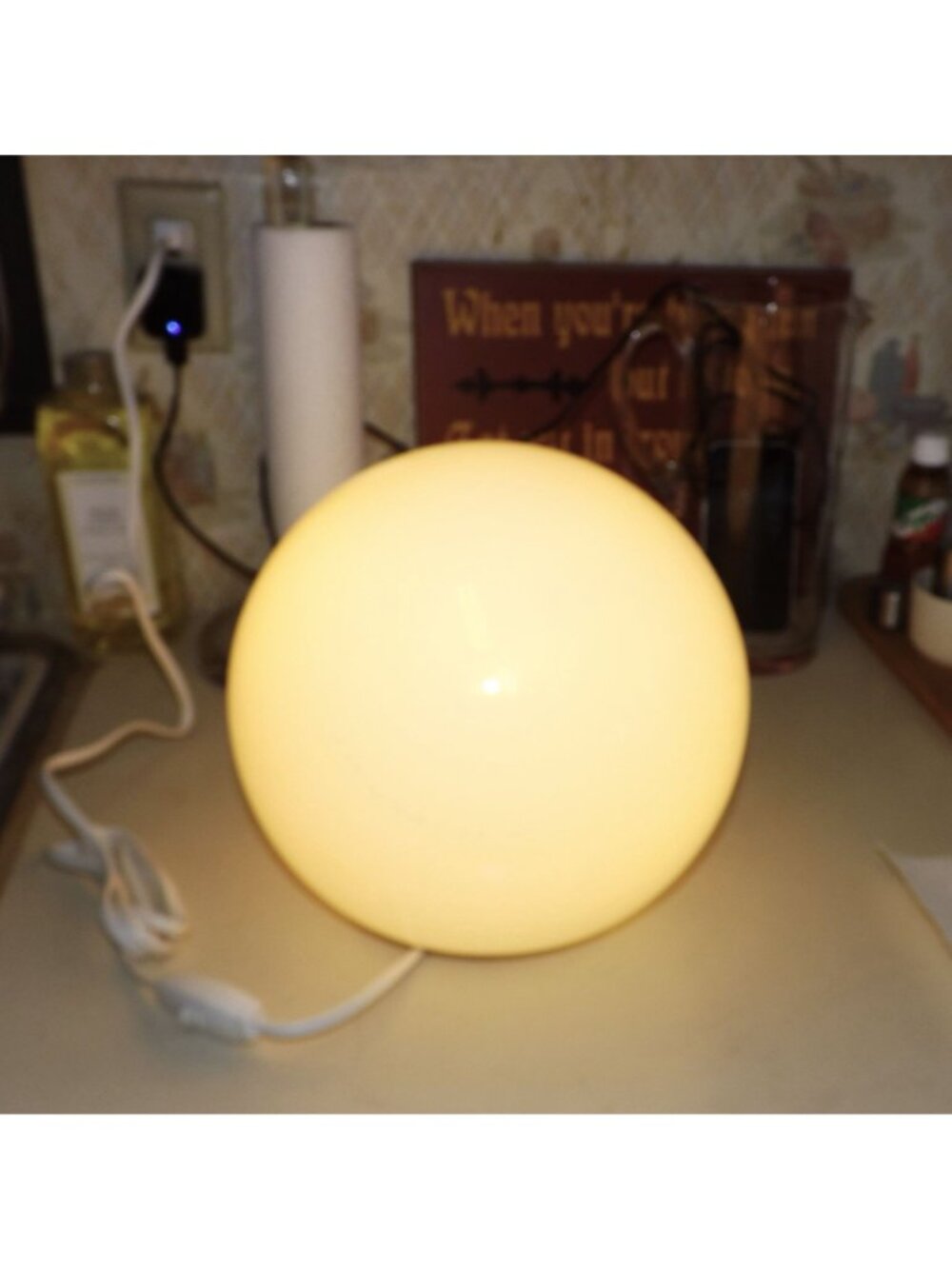 IKEA Modern Fado White Glass Globe Table Lamp Modernist Looks Works Like New - Picture 5 of 15